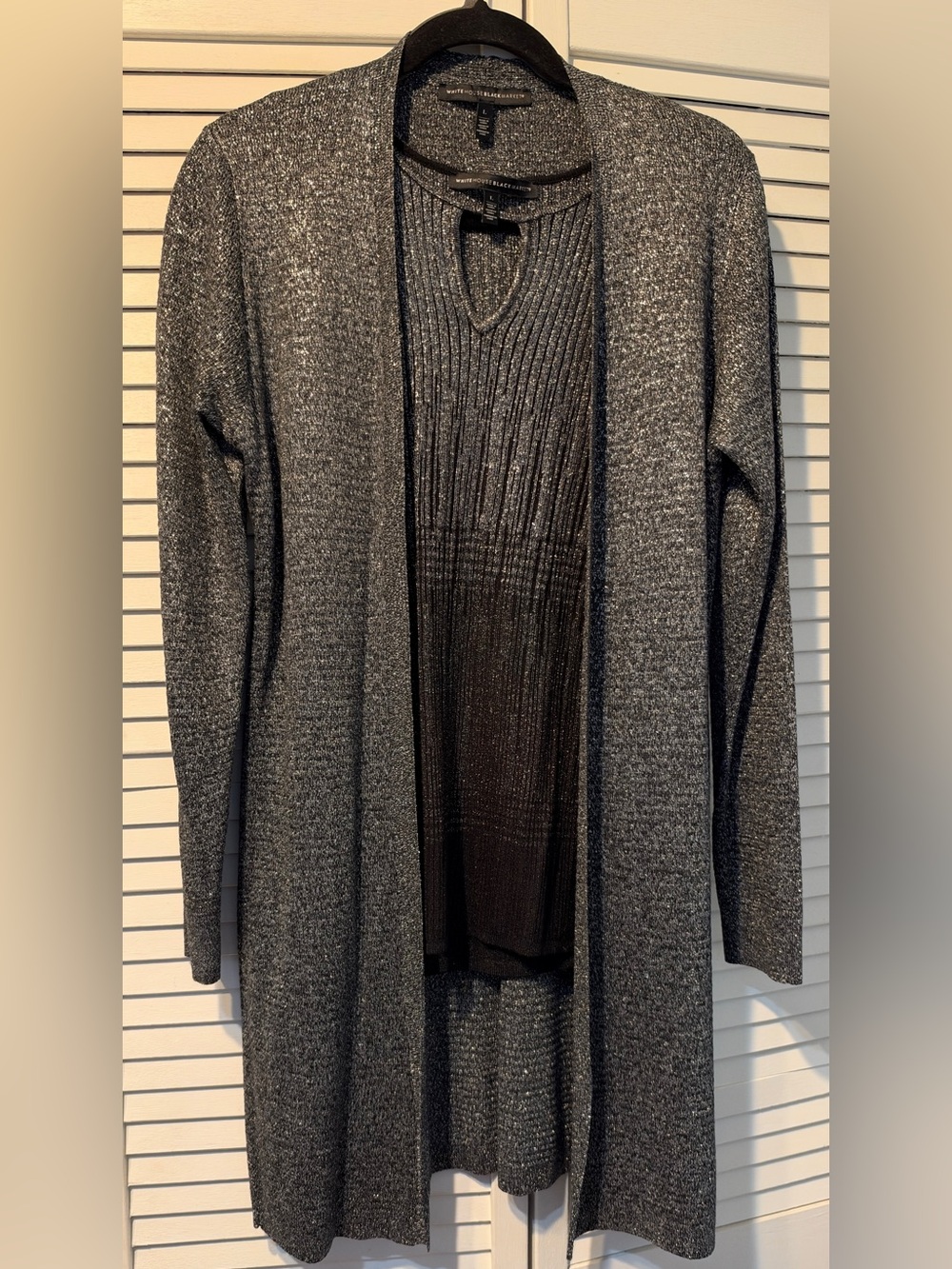 White House Black Market Gray 2 piece outfit cardigan